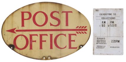 Enamel Sign. Post Office double sided directional sign