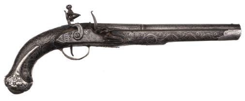 Pistol. A showy flintlock pistol by Beckwith, London, circa 1800
