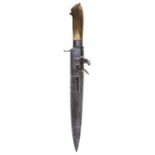 Hunting Dagger. A Continental combined hunting knife and flintlock pistol, 18th century
