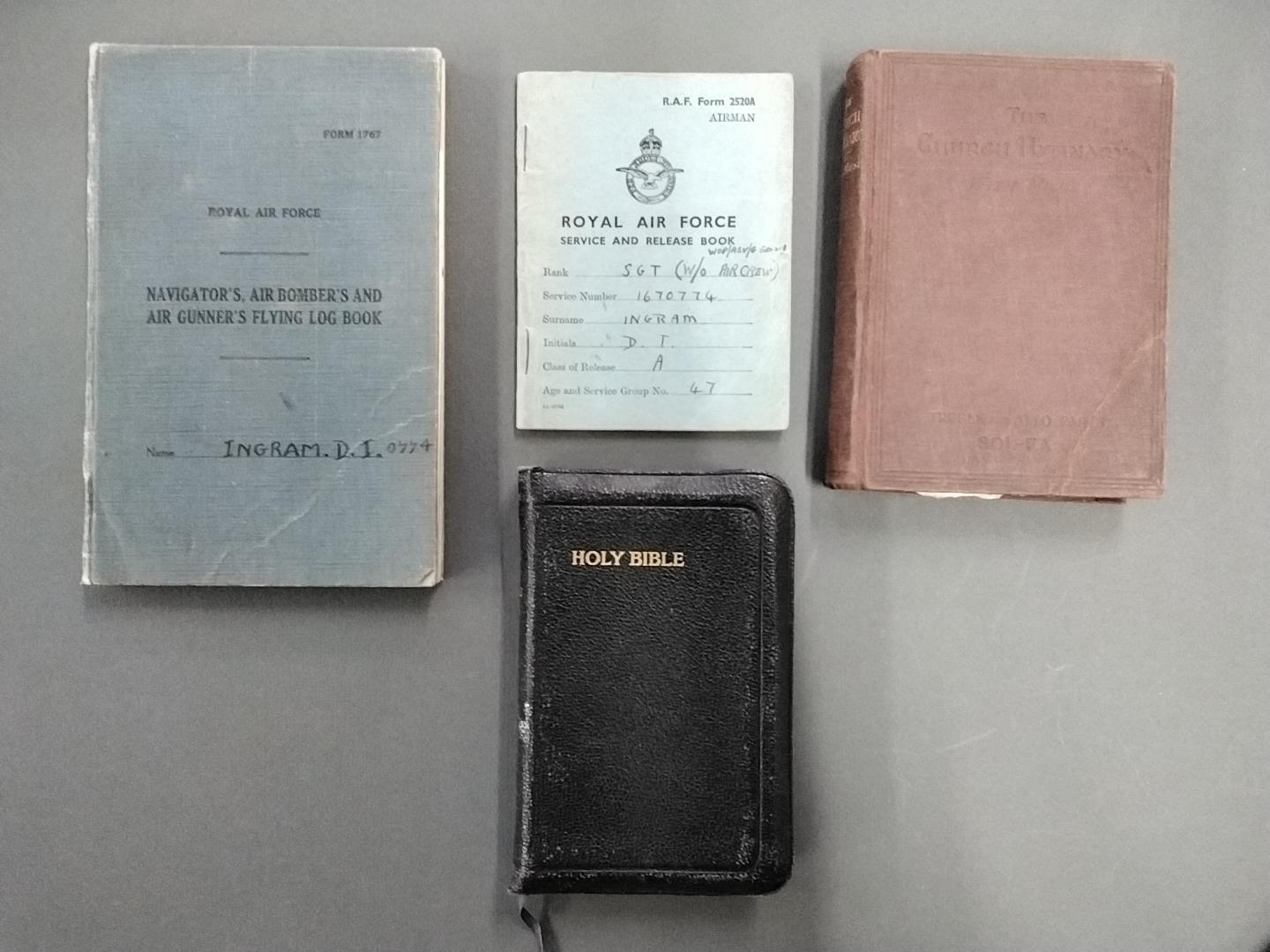 Log Book. WWII Royal Air Force Log Book, Wireless Operator D.I. Ingram