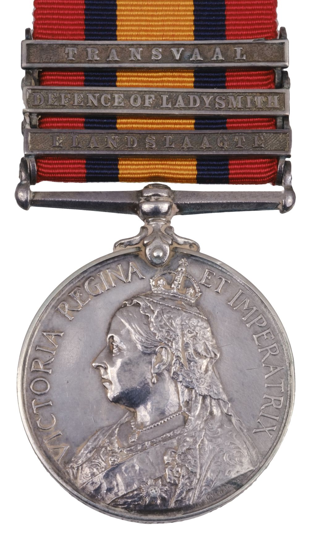 Queen's South Africa Medal 1899-1902, 3 clasps (4400 Pte S. Lowry, Devon: Regt)