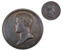 Andrieu (F). Napoleon wearing a laurel wreath circa 1804, bronze uniface medal