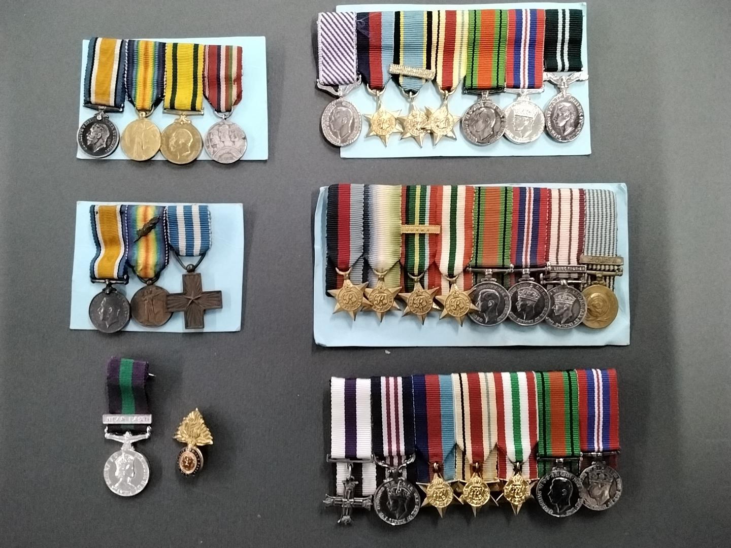 Miniatures. Five groups of unattributed miniature dress medals