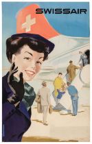 Swissair. An original poster design by Hans Looser (1897-1984), circa 1950s