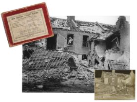 Glass Plate Slides. Zeppelin Raid showing bomb damage on Clerkenwell, London on 8/9 September 1915