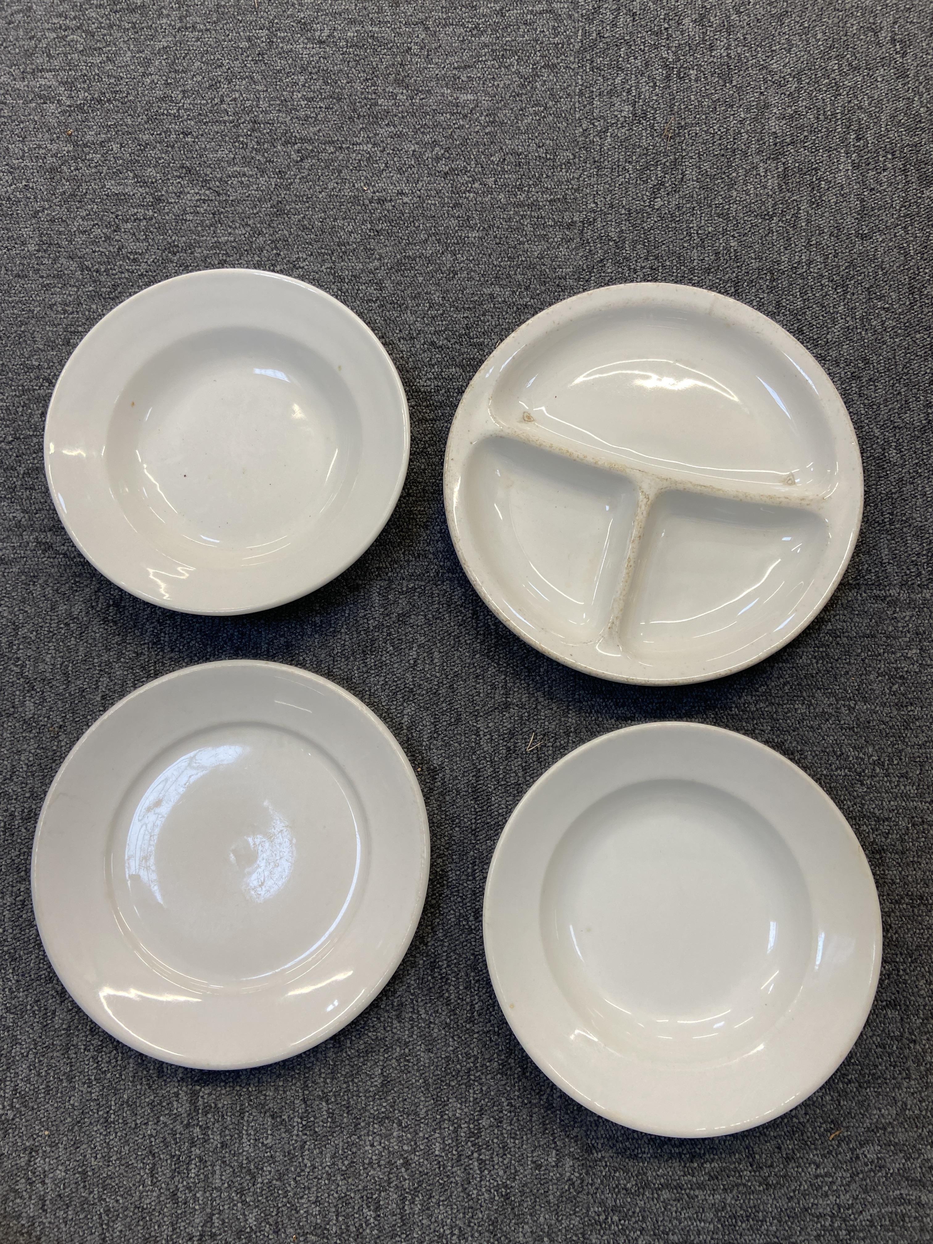 Third Reich. WWII German white glazed porcelain mess bowls and plates - Image 3 of 4