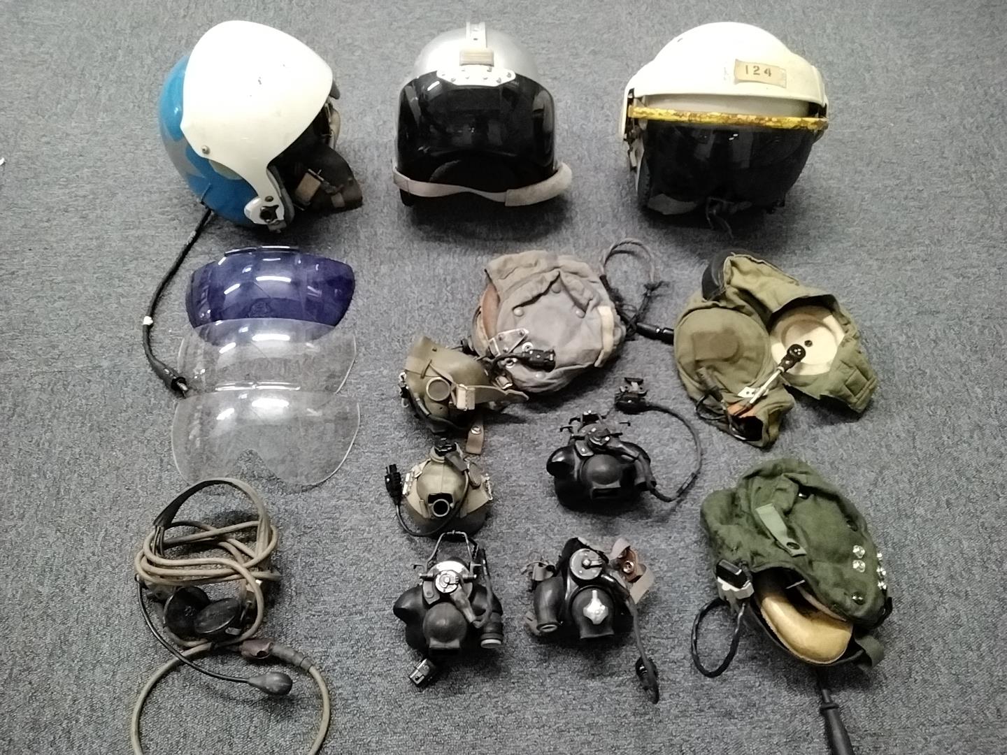 Flying Helmets. Bone dome Mk 1A (B) flying helmet dated 1963 and other helmets