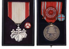 Japan, Order of the Rising Sun, 8th Class breast badge and Red Cross medal