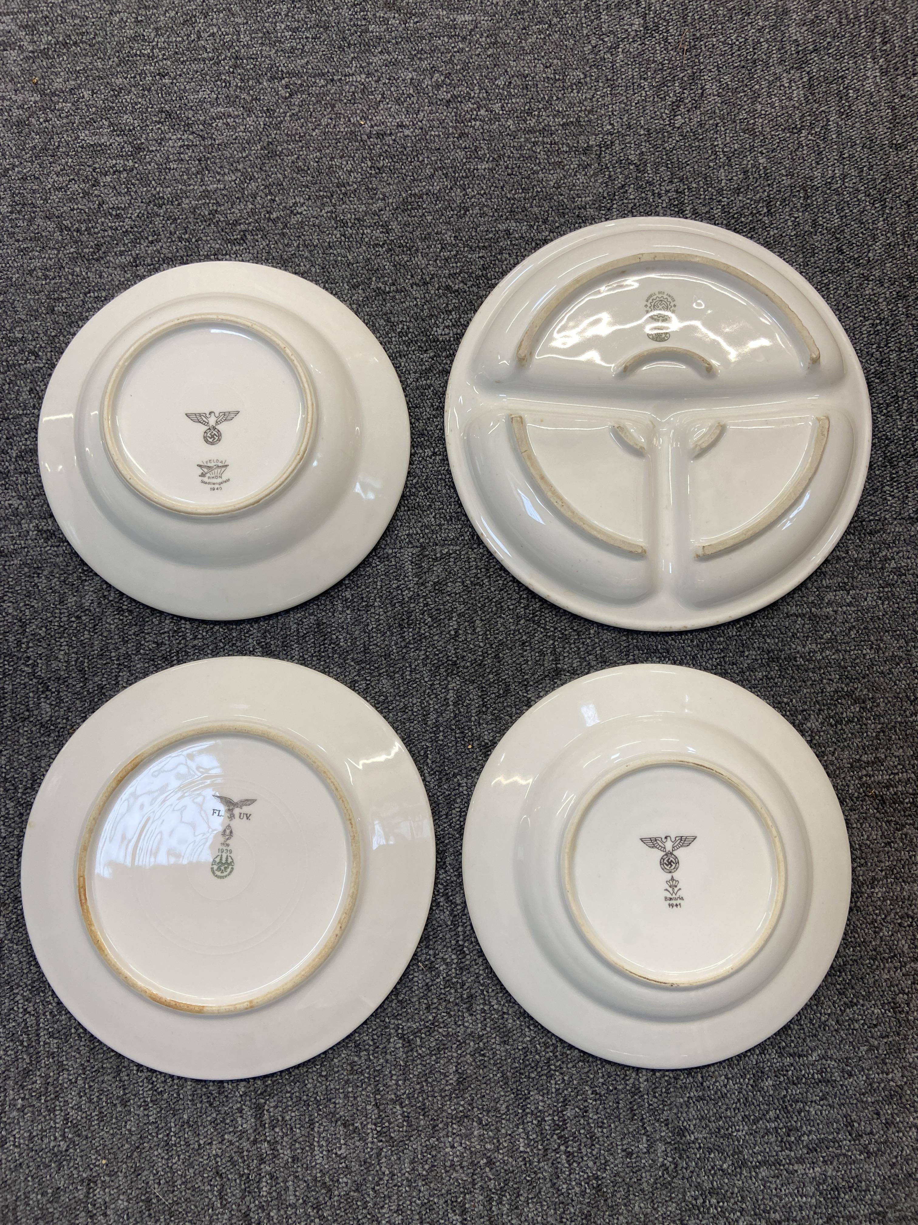 Third Reich. WWII German white glazed porcelain mess bowls and plates - Image 2 of 4