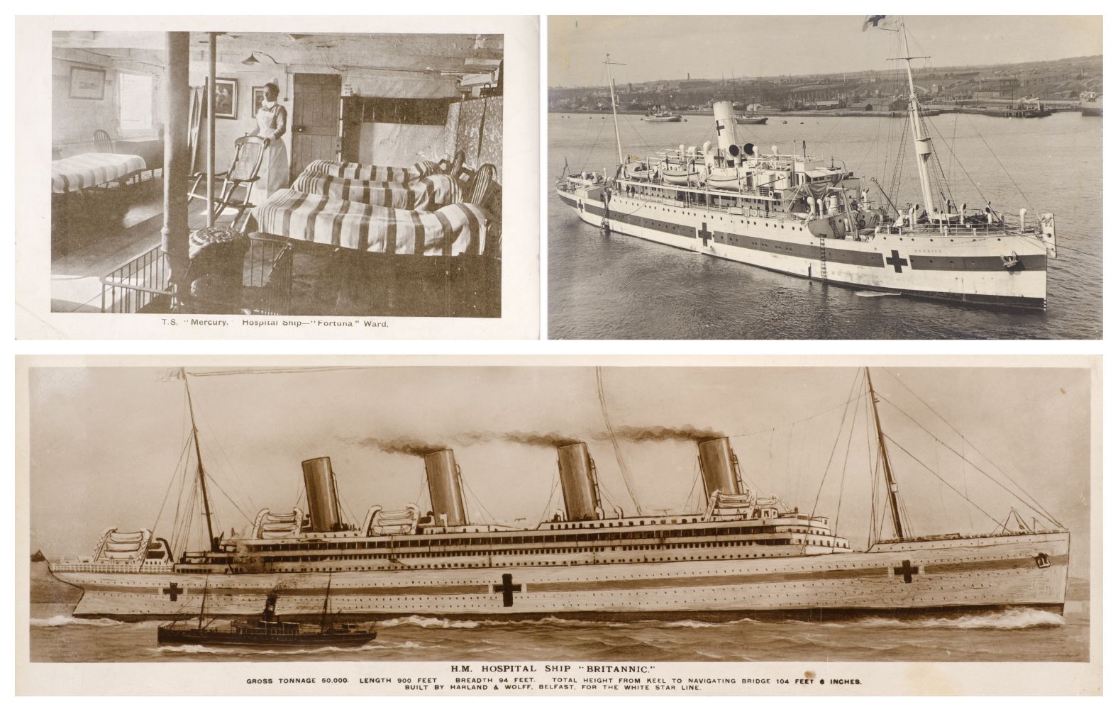 WWI Hospital Ships. A collection of approximately 190 postcards of WWI hospital ships