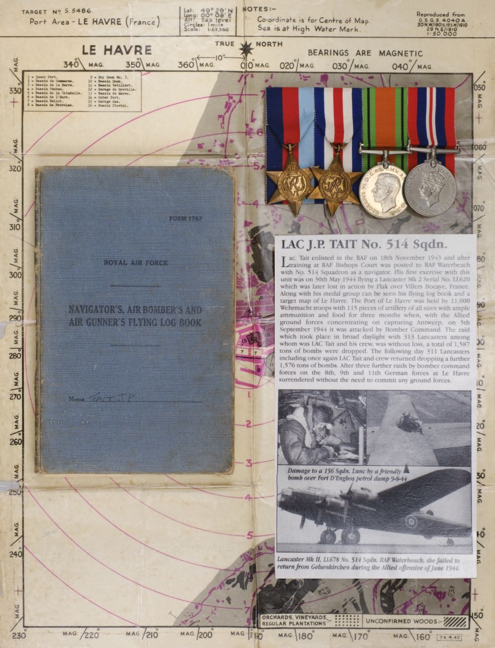Log Book. WWII Log Book - Leading Aircraftsman J.P. Tait, 514 Squadron, Royal Air Force