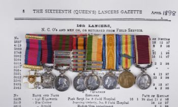 Miniature medals attributed to Captain G. Hudgell, D.S.O., D.C.M., M.I.D., 16th Lancers