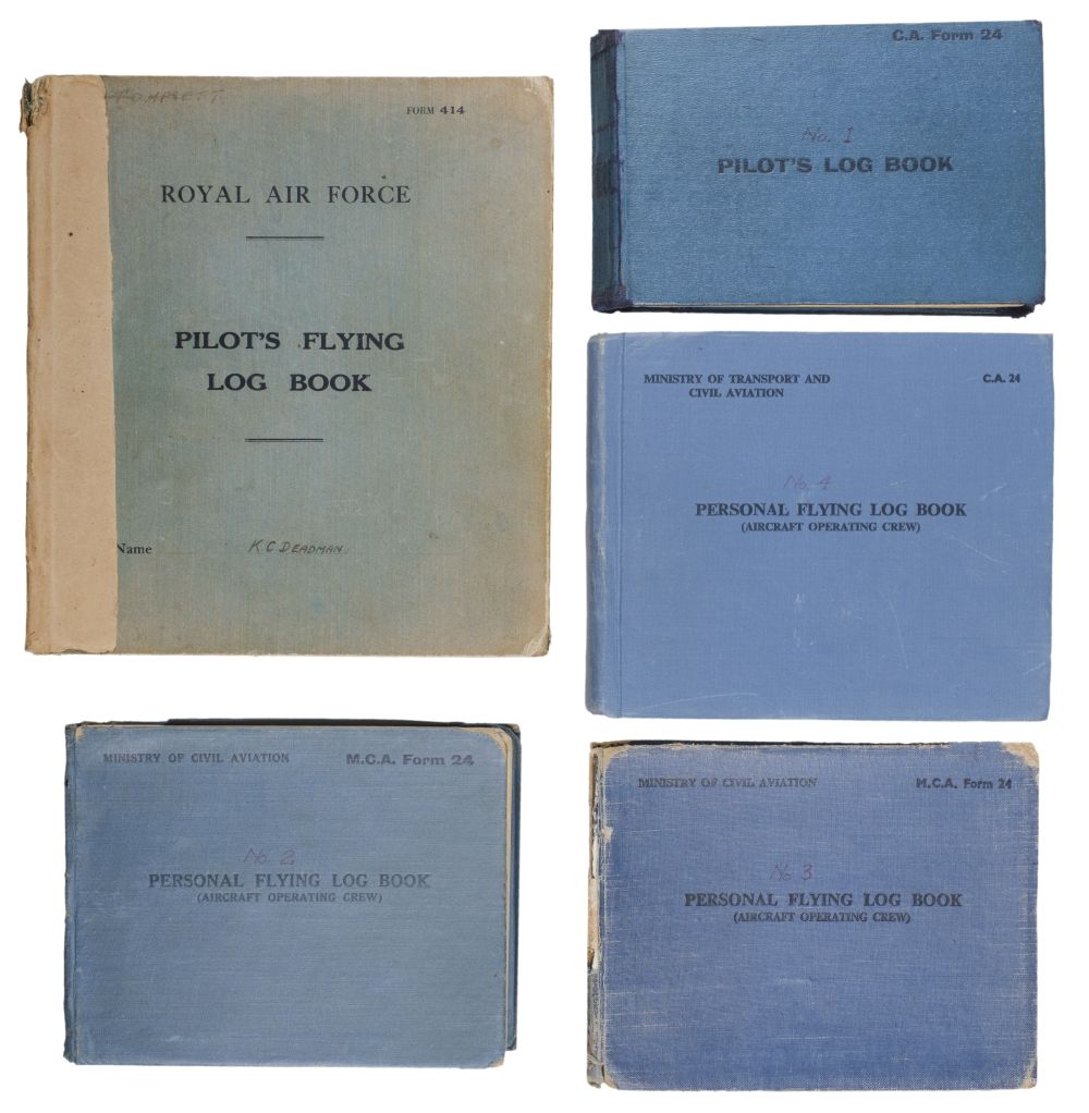 Log Books. Wing Commander K. Deadman, RAF later BOAC Flying Boats