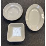 Third Reich. WWII German white glazed porcelain mess bowls and plates