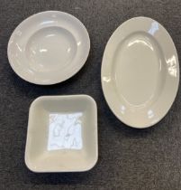 Third Reich. WWII German white glazed porcelain mess bowls and plates