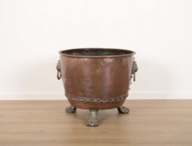 A COPPER AND BRASS MOUNTED LOG BIN