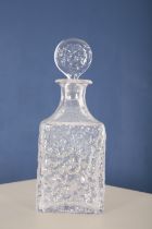 A WHITEFRIARS CLEAR GLASS BARK DECANTER