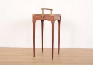 AN EDWARDIAN MARQUETRY WORK TABLE