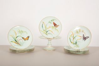 AN ENGLISH BONE CHINA 'BUTTERFLY' DESSERT SERVICE