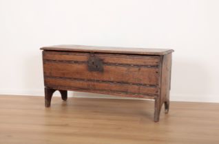 AN OAK SIX PLANK COFFER