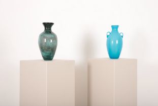 TWO MID-CENTURY MODERN LARGE ART GLASS VASES