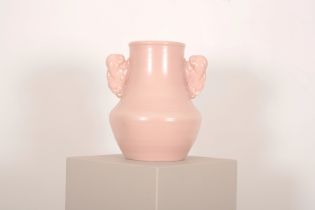 A POOLE POTTERY 'PASTEL PINK' TWIN HANDLED VASE