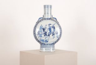 A CHINESE BLUE AND WHITE MOON FLASK