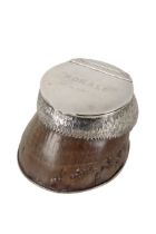 A SILVER TOP HORSE HOOF INKWELL