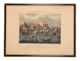 A SET OF FOUR COLOURED PRINTS OF THE FIRST STEEPLECHASE ON RECORD