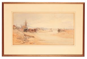 HUBERT J. MEDLYCOTT A view of the estuary and shipping at Shoreham, Sussex