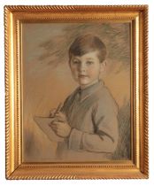 FREDERICK BEAUMONT A young boy holding a sketch pad