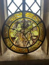 A COLLECTION OF STAINED GLASS PANELS