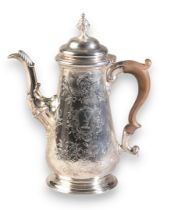 A GEORGE II SILVER COFFEE POT