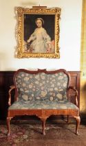 A GEORGE I WALNUT SMALL SETTEE