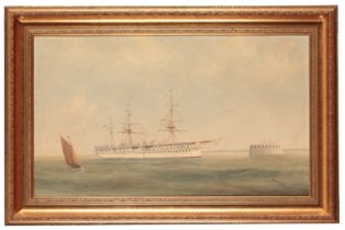 HENRY JOHN JOHNSON The Troop Ship HMS Euphrates leaving Portsmouth Harbour
