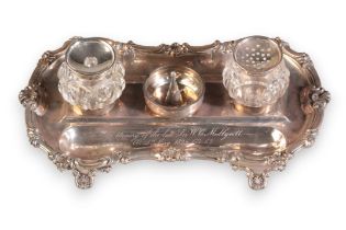 A WILLIAM IV SILVER INKSTAND