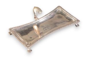 A GEORGE III SILVER CANDLE SNUFFER TRAY