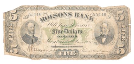 A MOLSONS BANK $5 NOTE