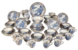A CHINESE EXPORT BLUE AND WHITE PART TEA SERVICE