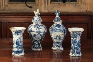 A DUTCH DELFTWARE VASE AND COVER