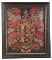 ENGLISH SCHOOL, 18th century An armorial surmounted by a crest