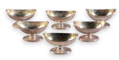 A SET OF SIX LATE GEORGE III SILVER SALTS