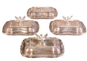 A SET OF FOUR GEORGE IV SILVER ENTRÉE DISHES AND COVERS