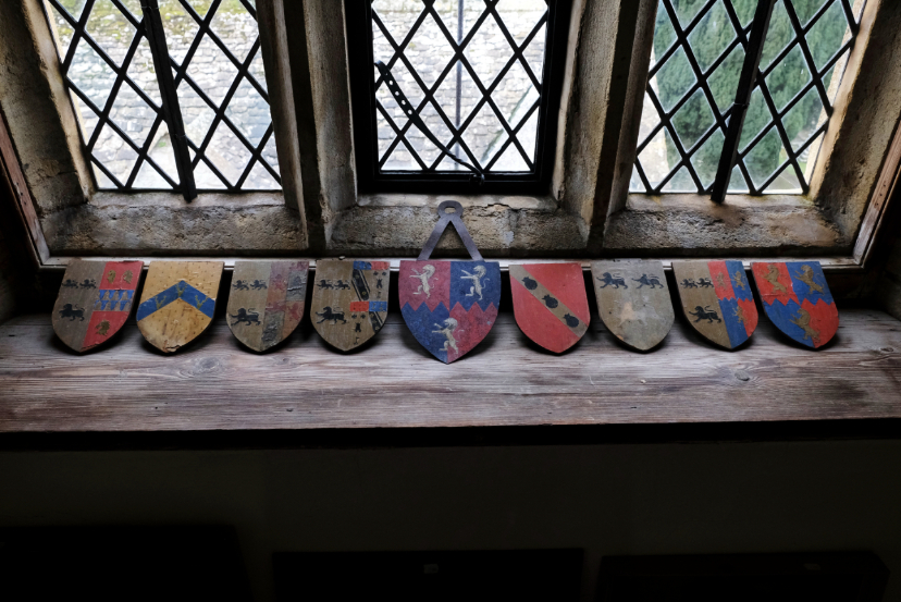 A GROUP OF EIGHT POLYCHROME PAINTED WOOD ARMORIALS - Image 2 of 2