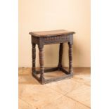 A CHARLES I OAK JOINED STOOL