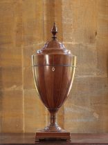 A GEORGE III MAHOGANY CUTLERY URN