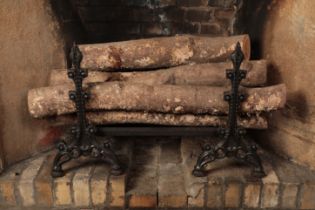 A PAIR OF CAST IRON ANDIRONS