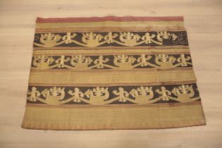 A SOUTH EAST ASIAN GILT METAL THREAD EMBROIDERED PANEL