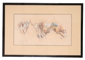 *SYA GORING (b. 1964) A study of racing greyhounds at sprint