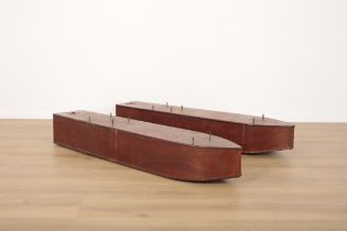 A PAIR OF EARLY 20TH CENTURY MAHOGANY SEA PLANE RUNNERS